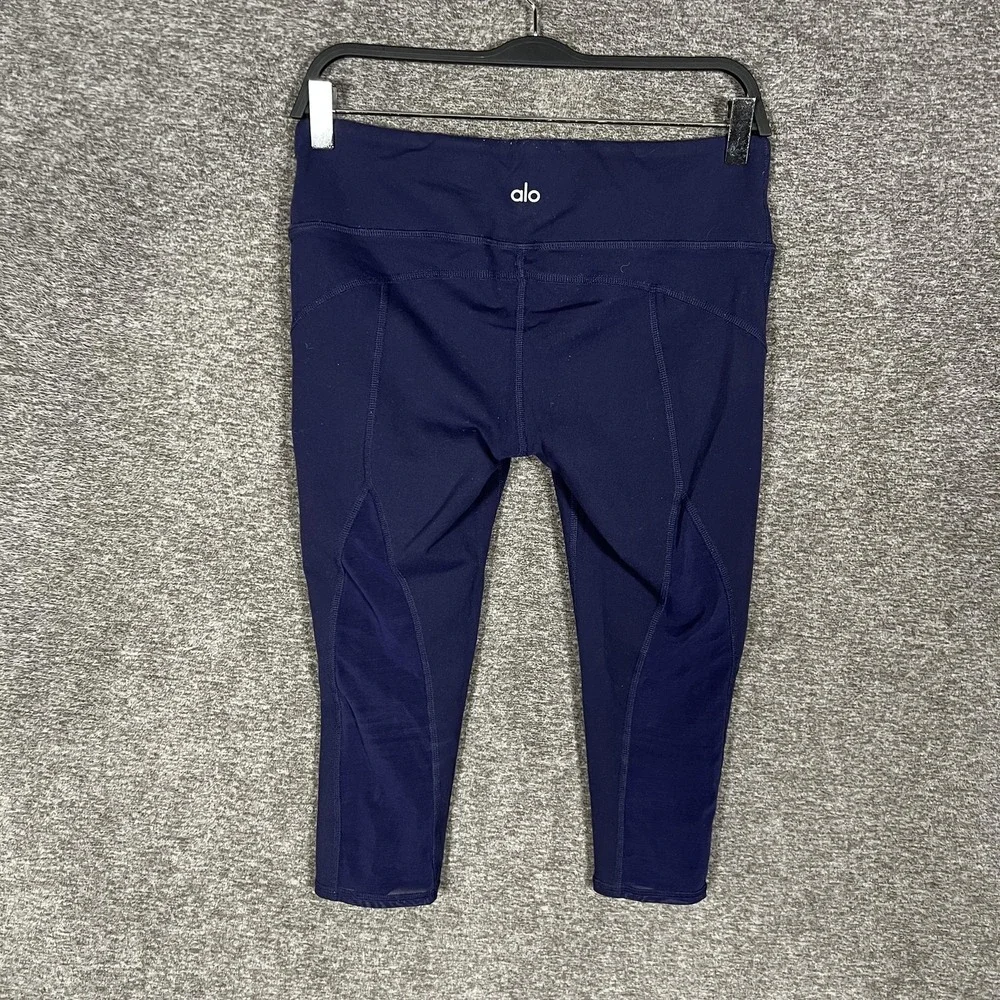 Alo Yoga‎ Leggings Womens Medium Blue Capri High Rise Yoga Athletic Stretch